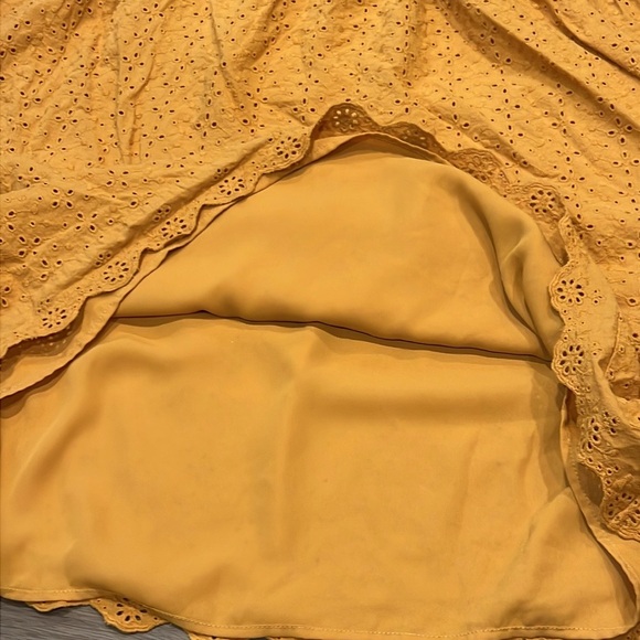 Knox Rose Mustard Color Sleeveless Top Ruffles, Eyelet, Empire Waist - Picture 7 of 12